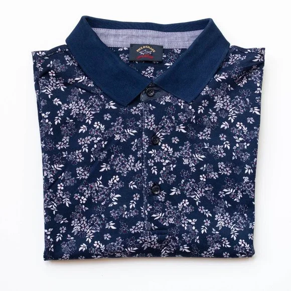 PAUL & SHARK Yachting Cotton Polo Shirt Blue with Floral Design, 2XL, Big & Tall - Picture 2 of 8